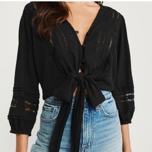 Abercrombie lace tie front blouse